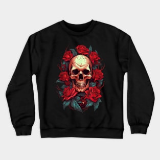 Rose Skeleton - Skull Hand Red - Flower rose Crewneck Sweatshirt